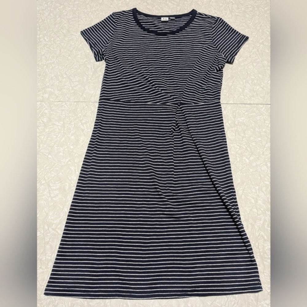 Gap Navy White Stripe Pleat Waist Casual Knit Dress Women's XS‎